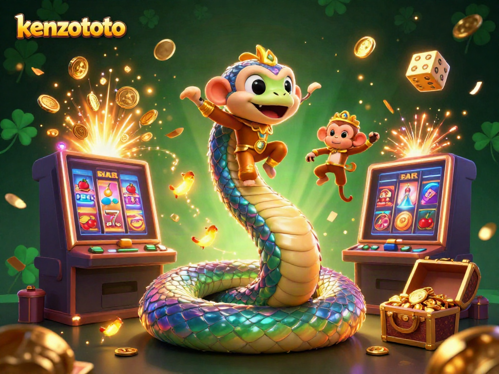Experience the magical world of kenzototo as the playful monkey king and rainbow serpent engage in thrilling casino action.