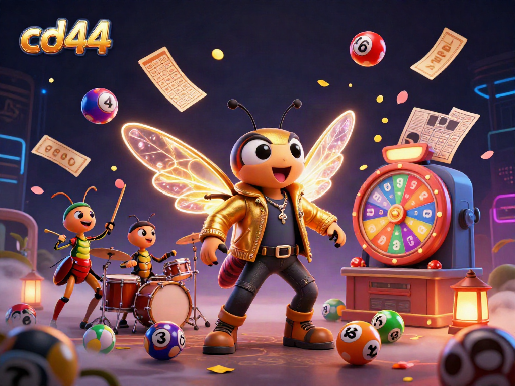 Experience the excitement of cd44 games with vibrant characters and casino elements in this thrilling 3D illustration.