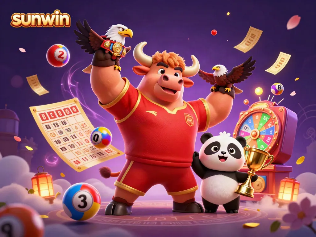 Experience thrilling moments at sunwin casino with animated characters and gaming elements erupting in excitement.