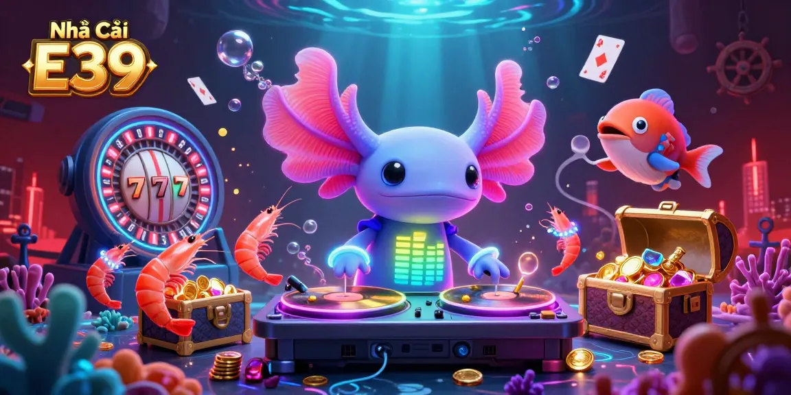 Engage with action-packed Casino experience at Nhà Cái E39, featuring vibrant 3D characters and lively gambling elements.