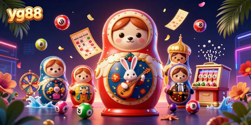 Witness an exciting scene at yg88 with lively casino characters and dynamic game elements surrounding them.
