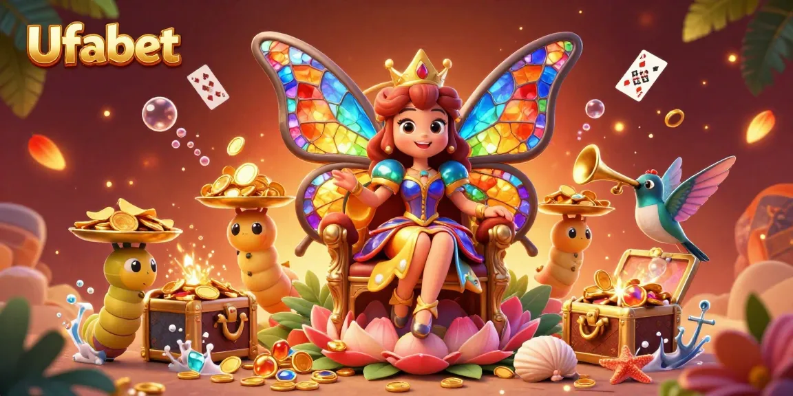 Experience the fun of Ufabet with a colorful casino scene full of animated characters and dynamic gaming elements.