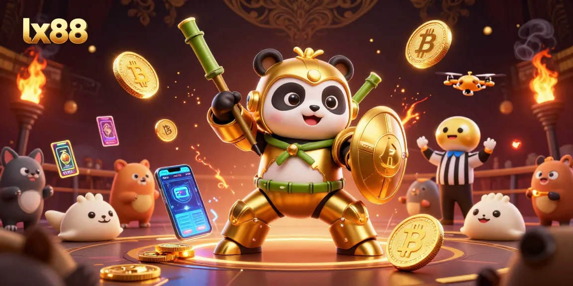 Engage with lx88's exciting gameplay as our golden panda leads the battle in a dynamic casino arena.