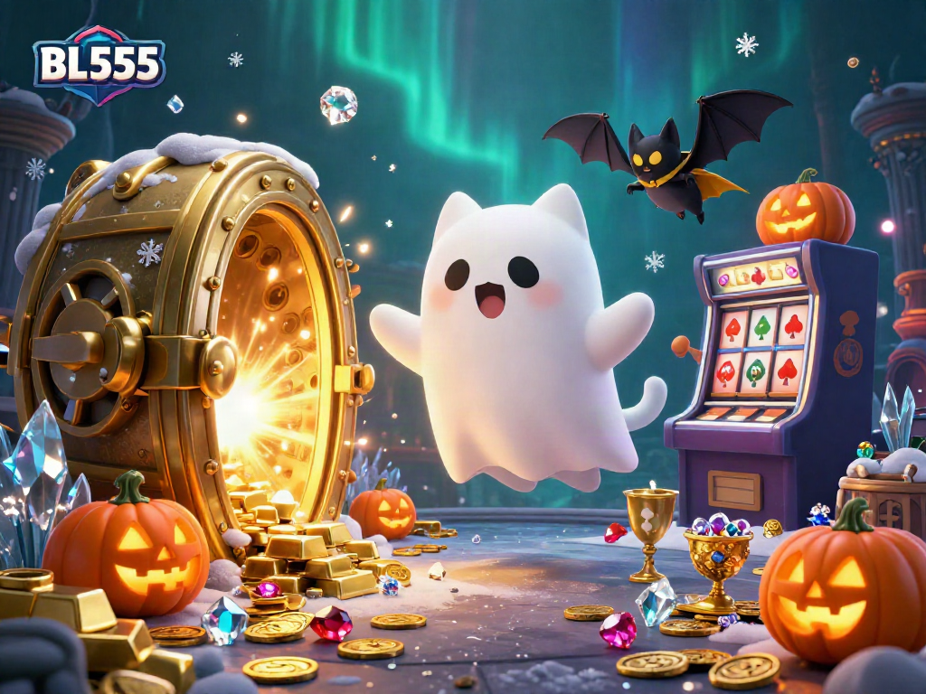 Experience thrilling gaming adventures at BL555, featuring ghost cat and treasures in a haunted casino.