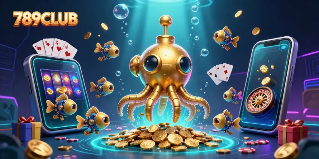 Experience thrilling gaming with the vibrant 789CLUB, showcasing fun slot games in a rich, immersive scene.