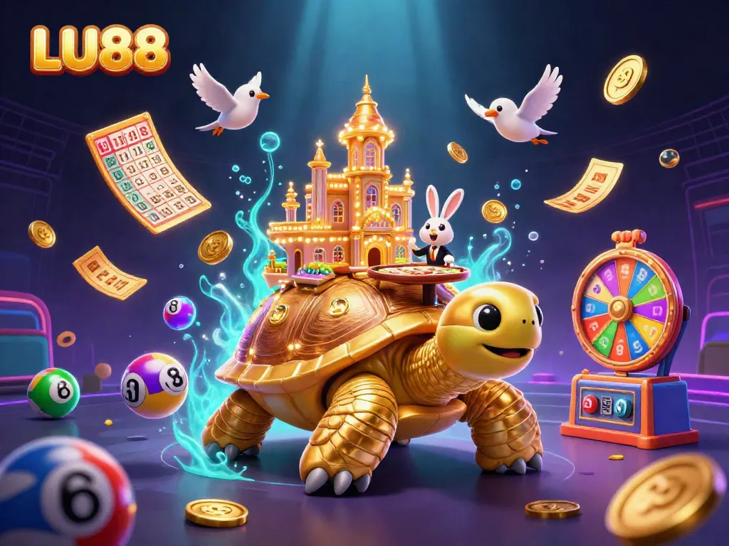 Engage with LU88's vibrant gambling adventures featuring a golden tortoise casino.
