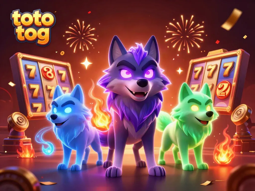 Experience thrilling slot action with the mystical toto tog characters amid a vibrant casino scene.