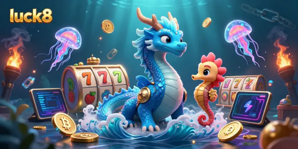 Join the excitement at luck8 with dynamic slot reels and vibrant characters under the sea.
