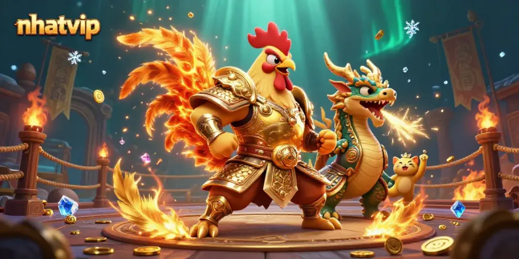 Engage in epic battles at Nhatvip with stunning 3D characters and casino-themed visuals.