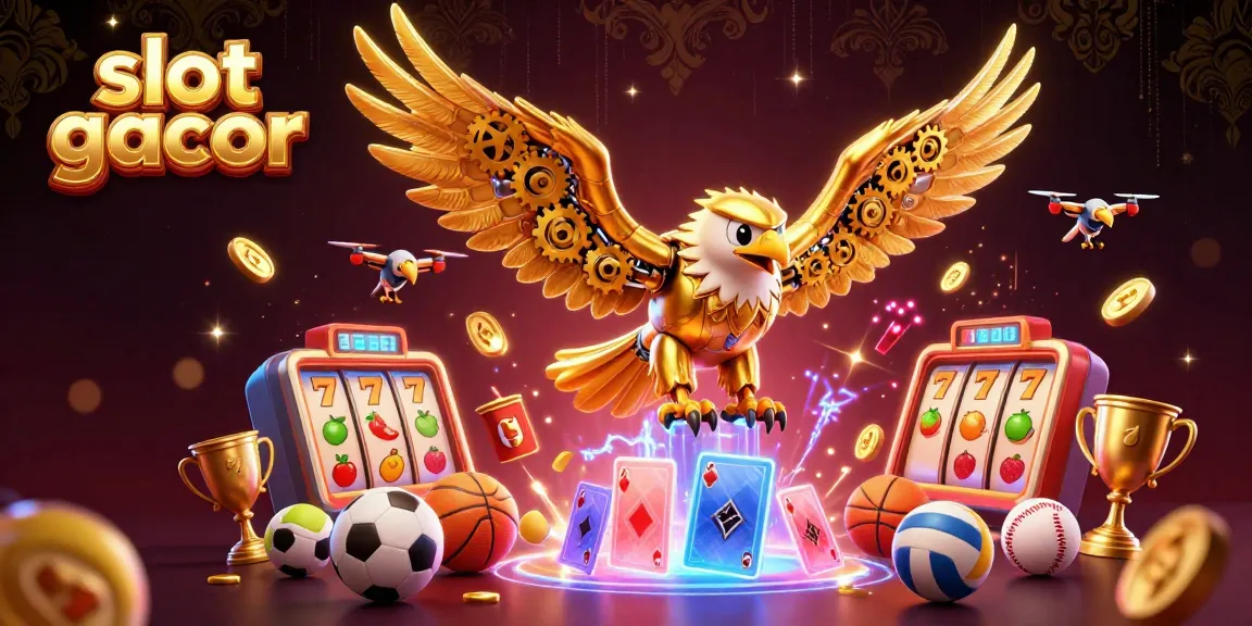 Permainan slot gacor dengan simbol keberuntungan dan jackpot berkilau pada latar belakang mewah.
