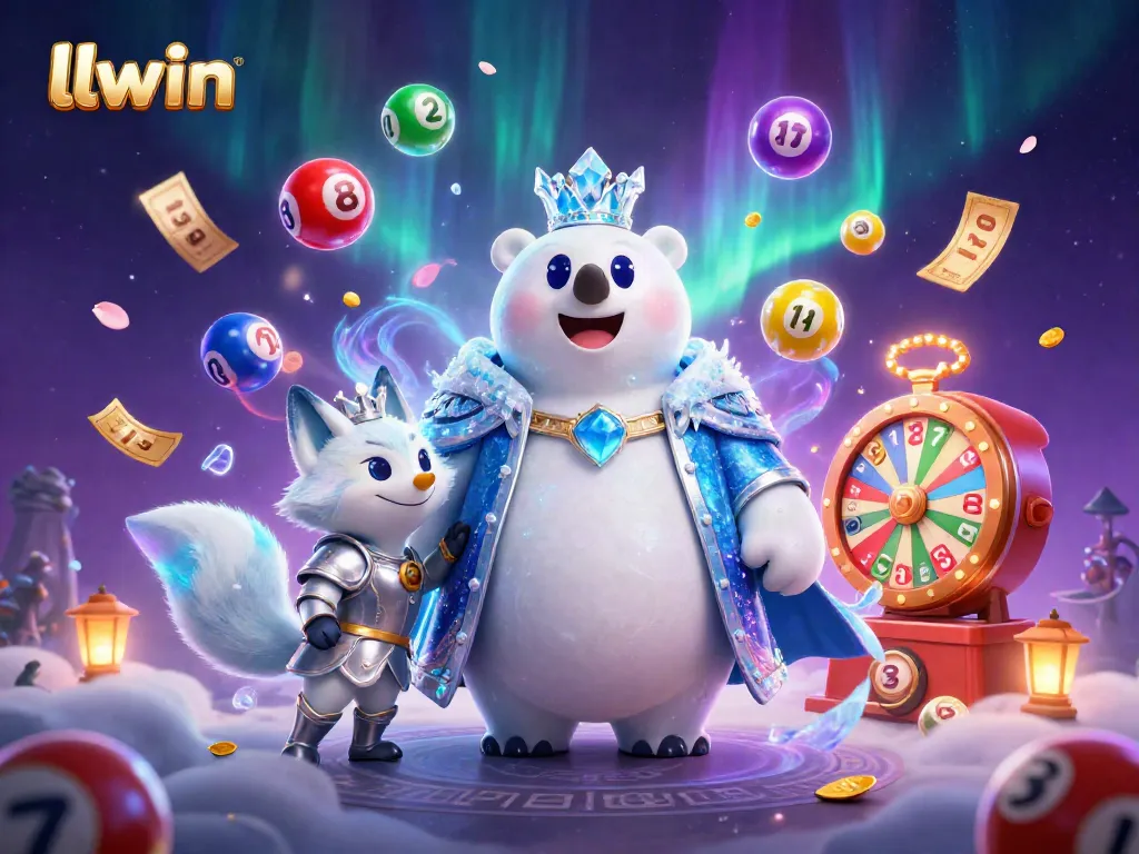 Engage with llwin in this vibrant 3D illustration featuring immersive lottery excitement and whimsical characters.