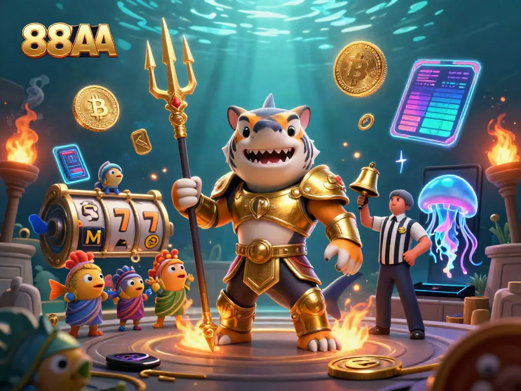 Experience the thrilling world of 88AA with a vibrant underwater casino scene showcasing dynamic gaming elements.