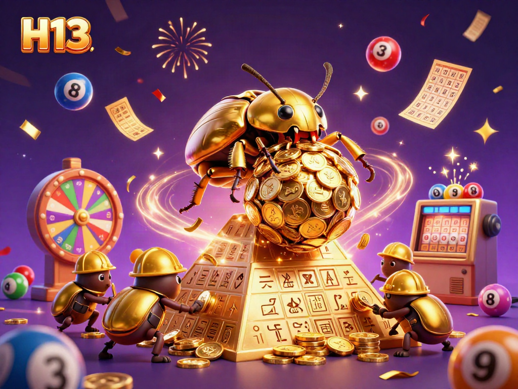 Experience the excitement of H13 with vibrant casino elements and a playful beetle team in action.