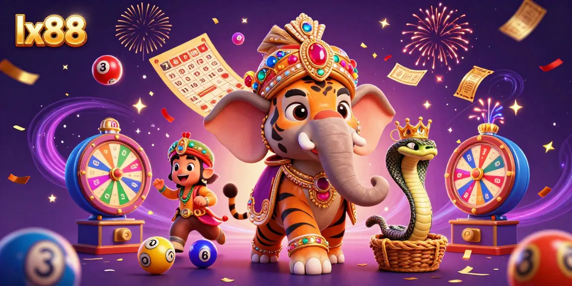 Experience the thrilling world of lx88 with a vibrant digital casino scene featuring a maharaja tiger and elephant.