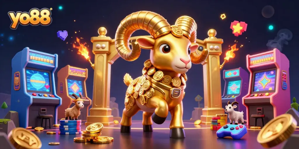 Experience thrilling wins with yo88's vibrant 3D arcade and casino elements in action.