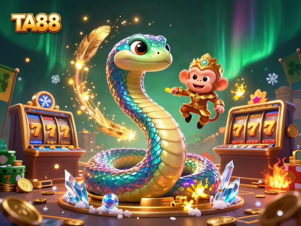 Engage with TA88 in a vibrant online casino scene showcasing dynamic characters and colorful game elements.