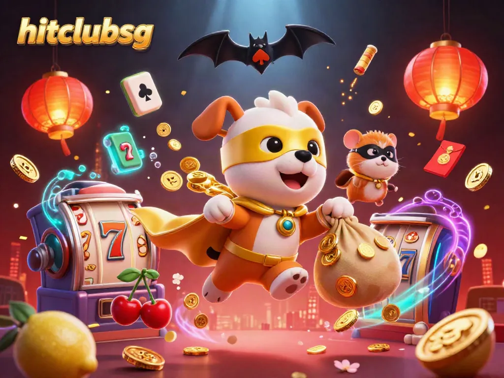 Experience the excitement of hitclubsg with a superhero dog, sidekick hamster, and vibrant gambling elements.