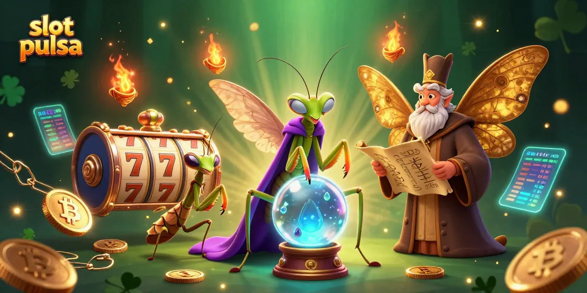 Engage with slot pulsa through a vibrant 3D scene featuring mystical fortune tellers and dynamic gaming elements.
