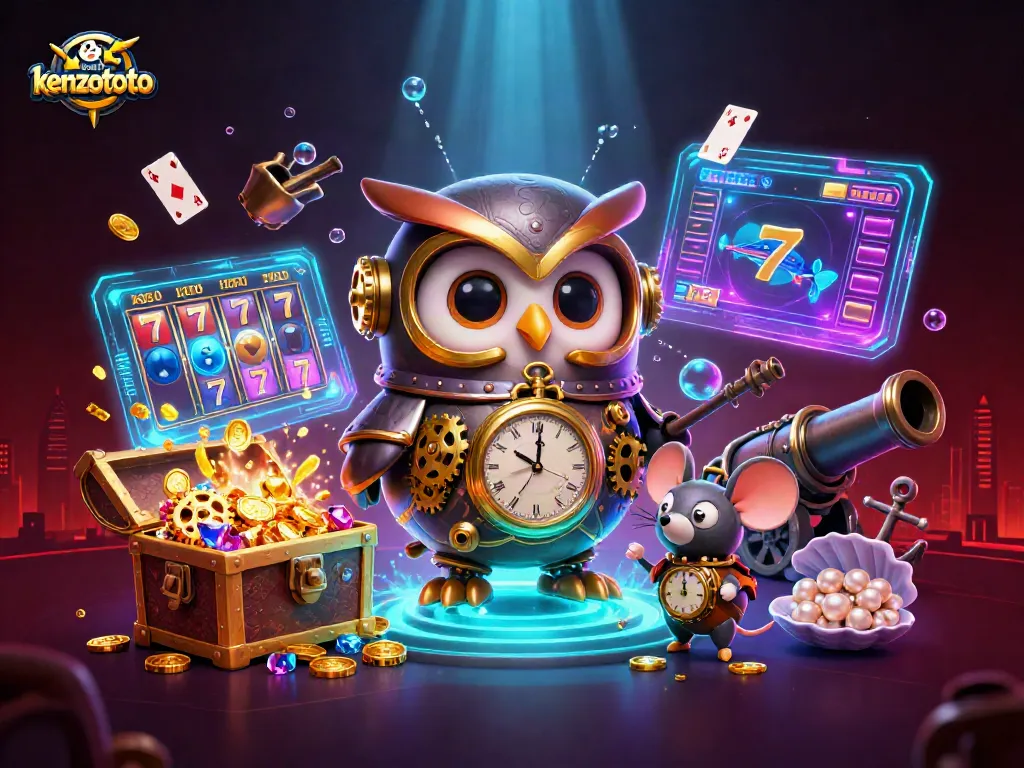 Experience immersive gaming at kenzototo with 3D characters in a vibrant casino scene.