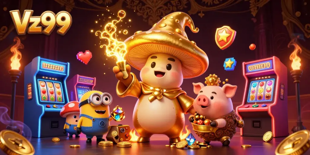 Experience thrilling gameplay at Vz99 casino with dynamic, colorful slot machines and magical characters.