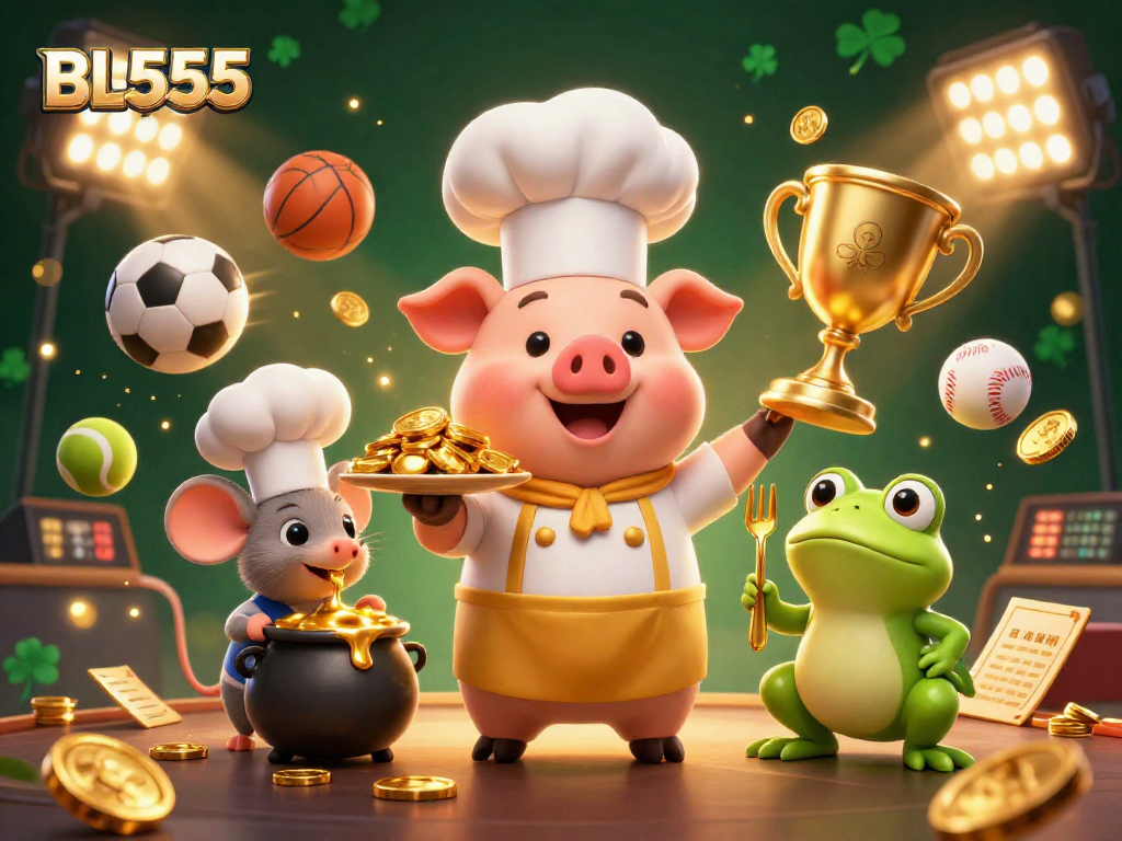 Place bets at BL555 while enjoying a vibrant casino experience with gold coins and sports elements.