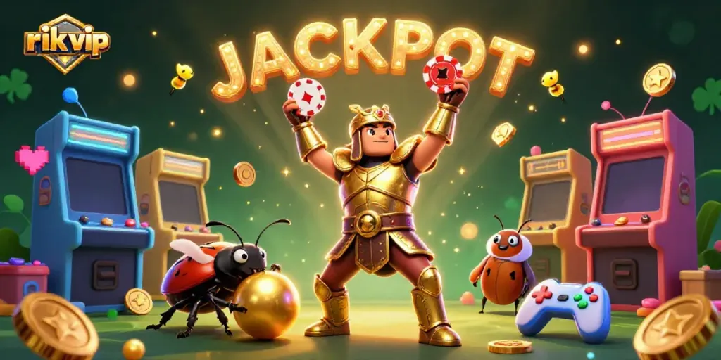 Experience big wins in the rik vip casino with vibrant characters and gaming elements.