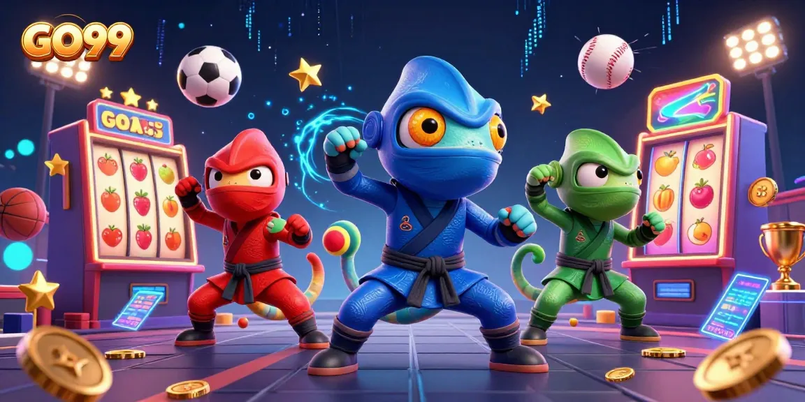 Engage with GO99 thrilling slot games featuring colorful chameleon characters and dynamic action.