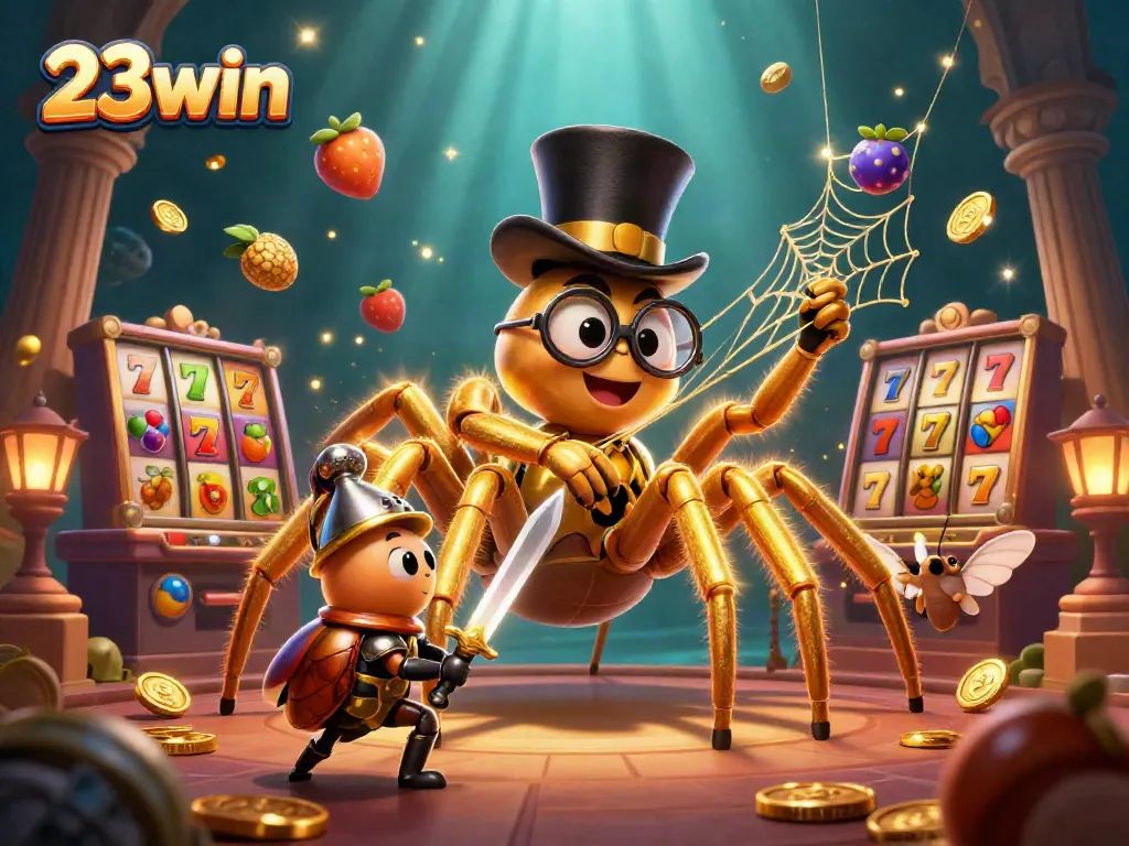 Experience thrilling wins at 23win with dynamic slot reels and golden characters in vivid animation.