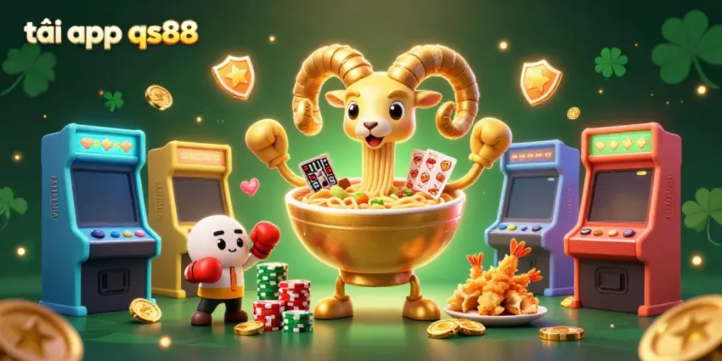 Engage in thrilling games with tải app qs88 featuring a vibrant 3D illustration packed with casino elements.