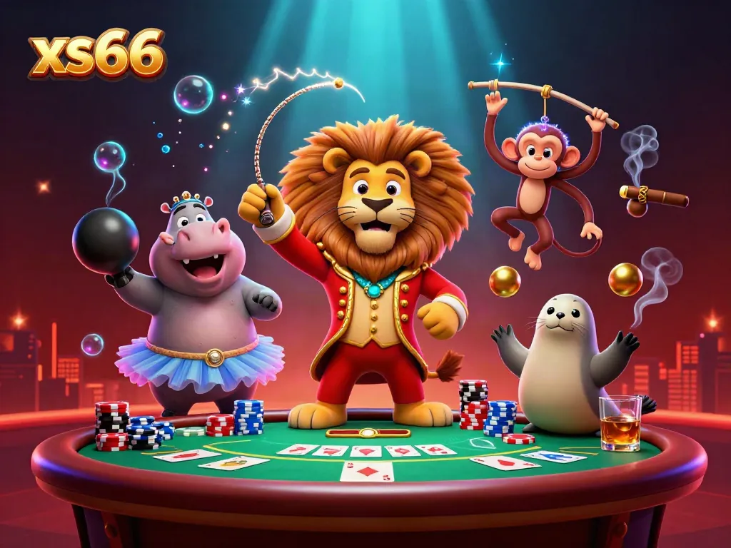 Experience the excitement of xs66 in a vibrant casino scene with lively characters and rich game elements.
