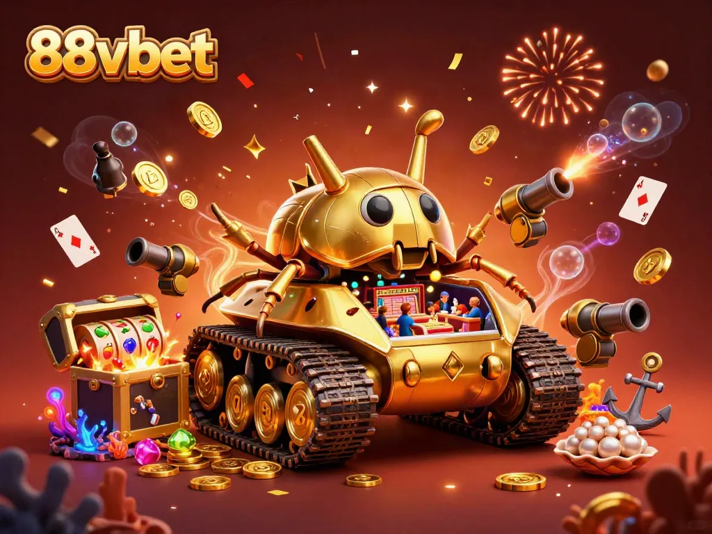 Experience gambling excitement with 88vbet's vibrant and detailed 3D casino illustration.