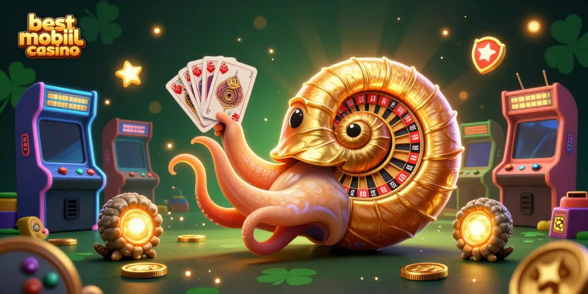 Engaging 3D art representing the best mobile casino Australia with a vibrant nautilus and golden roulette elements.