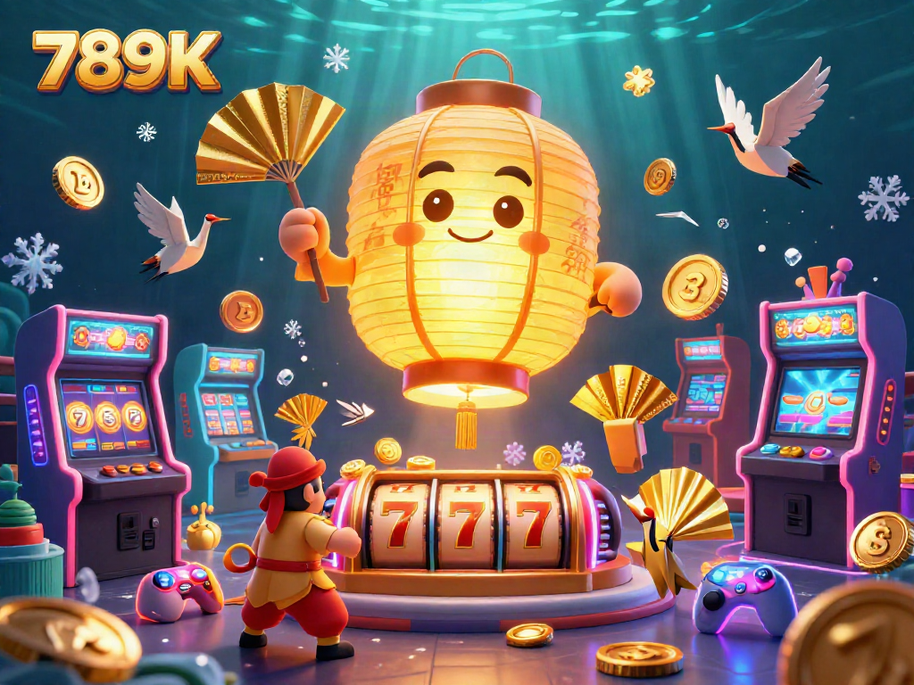 Experience the vibrant casino scene of 789K with glowing game elements and exciting symbols.