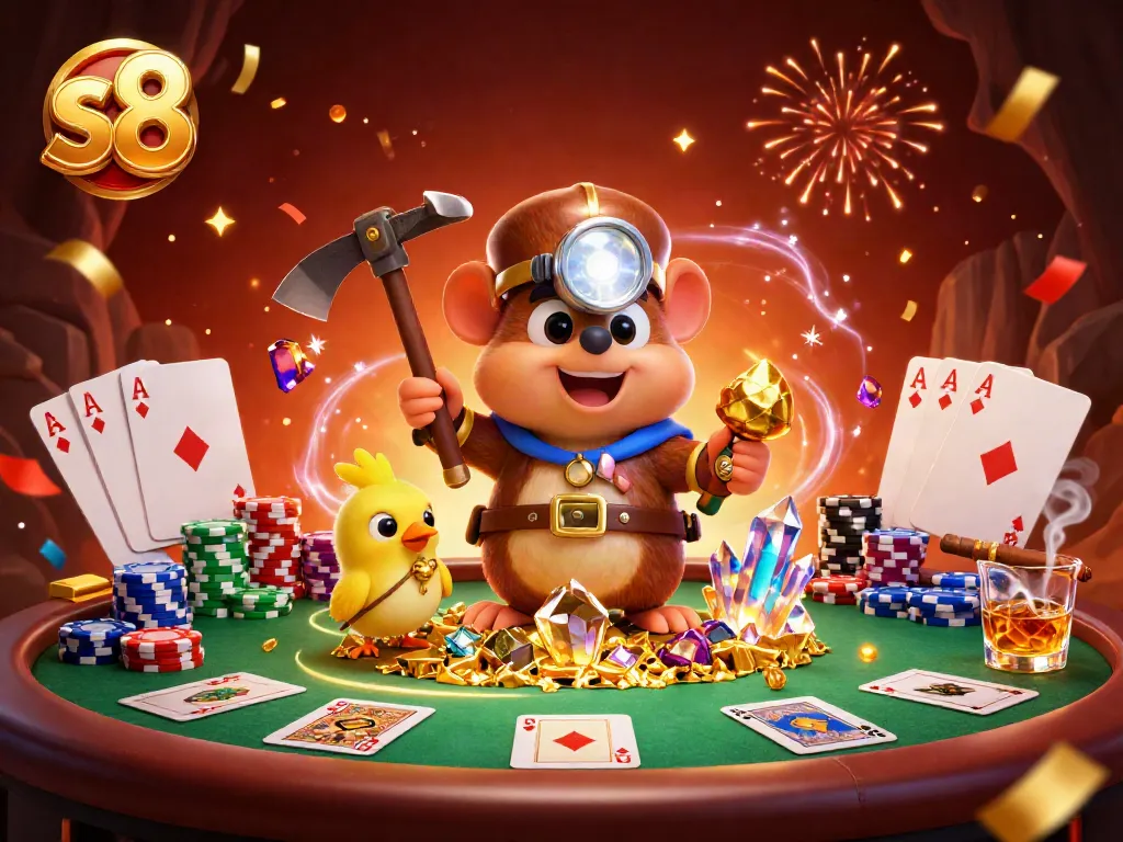 S8 unveils new gambling adventures with a treasure hunter mole exploring a glimmering cave of riches.