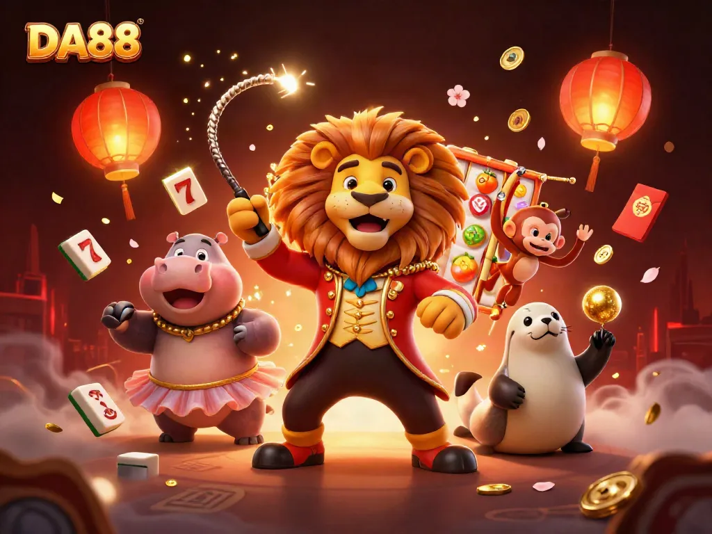 Spin winning slots with DA88's vibrant carnival of characters and festive symbols.